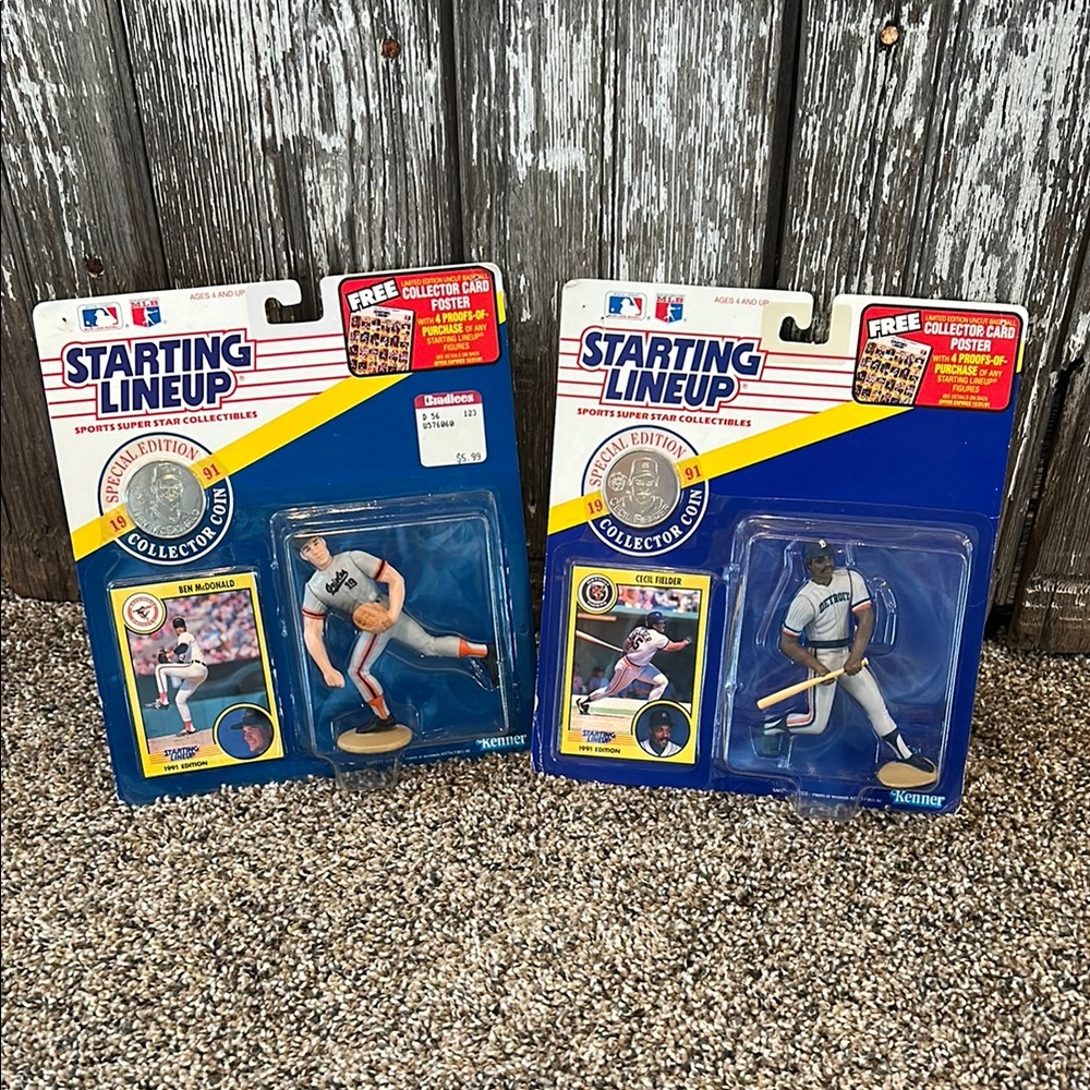Starting lineup new in box MLB Ben McDonald and Cecil Fielder figurines and card